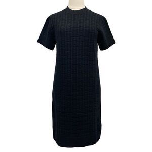 Hermes Dress Wool Black Unused Knit Dress Short Sleeve